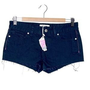 Pink Victorias Secret Micro Jean Shorts Black Womens Size 0 Y2K Low Rise Booty